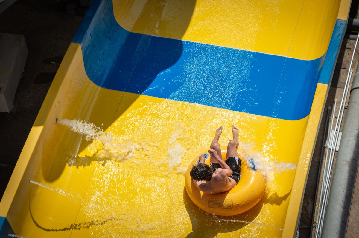 water park slide with children