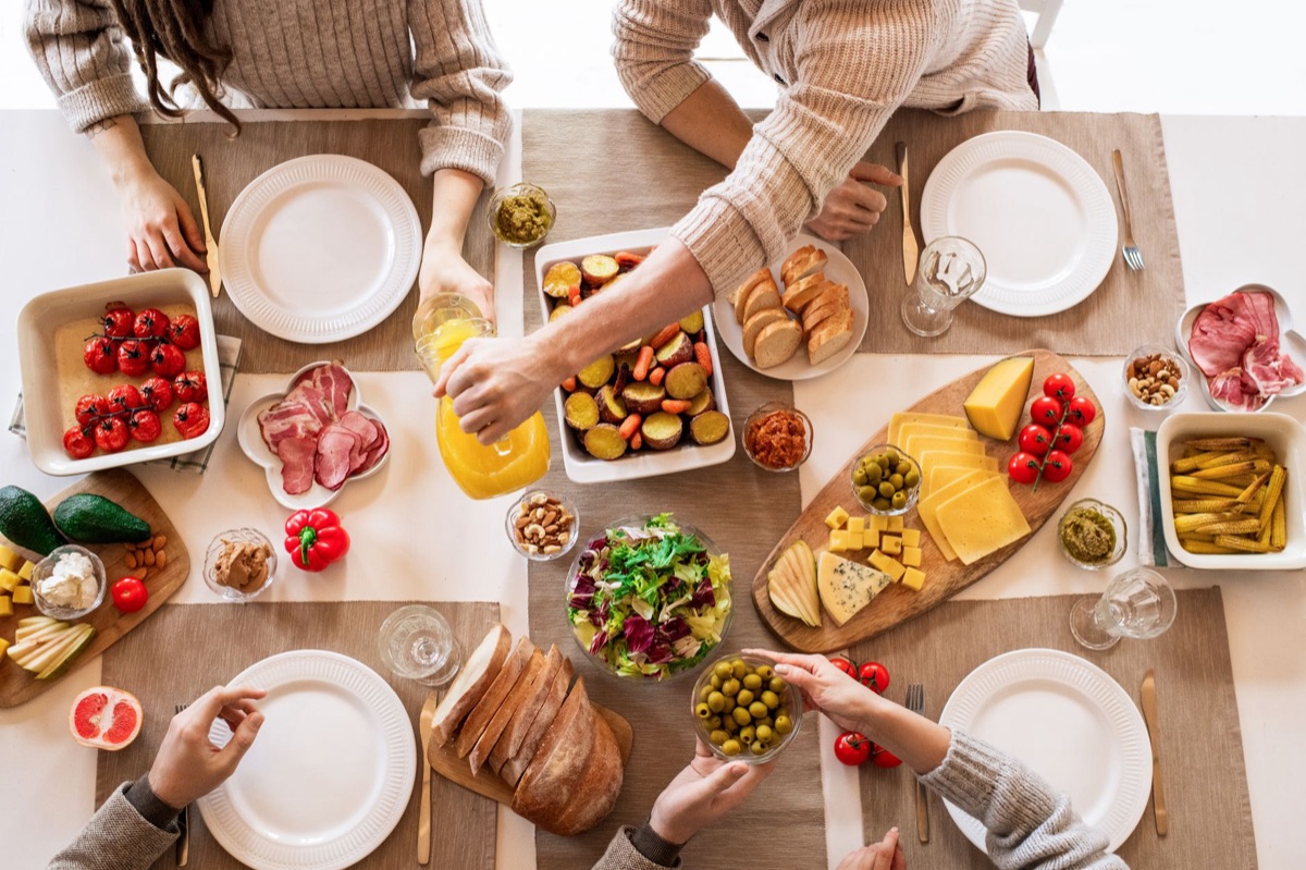 Family brunch with local food