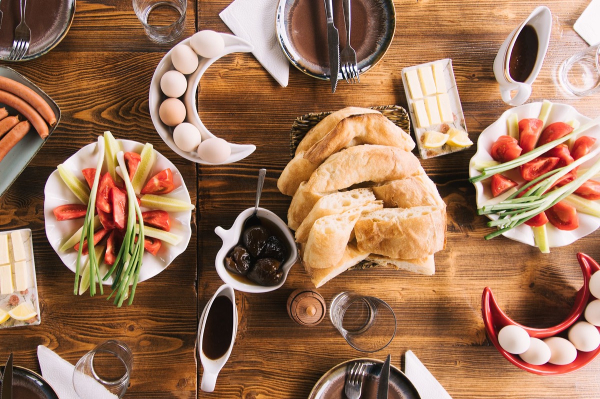 Family brunch with local dishes