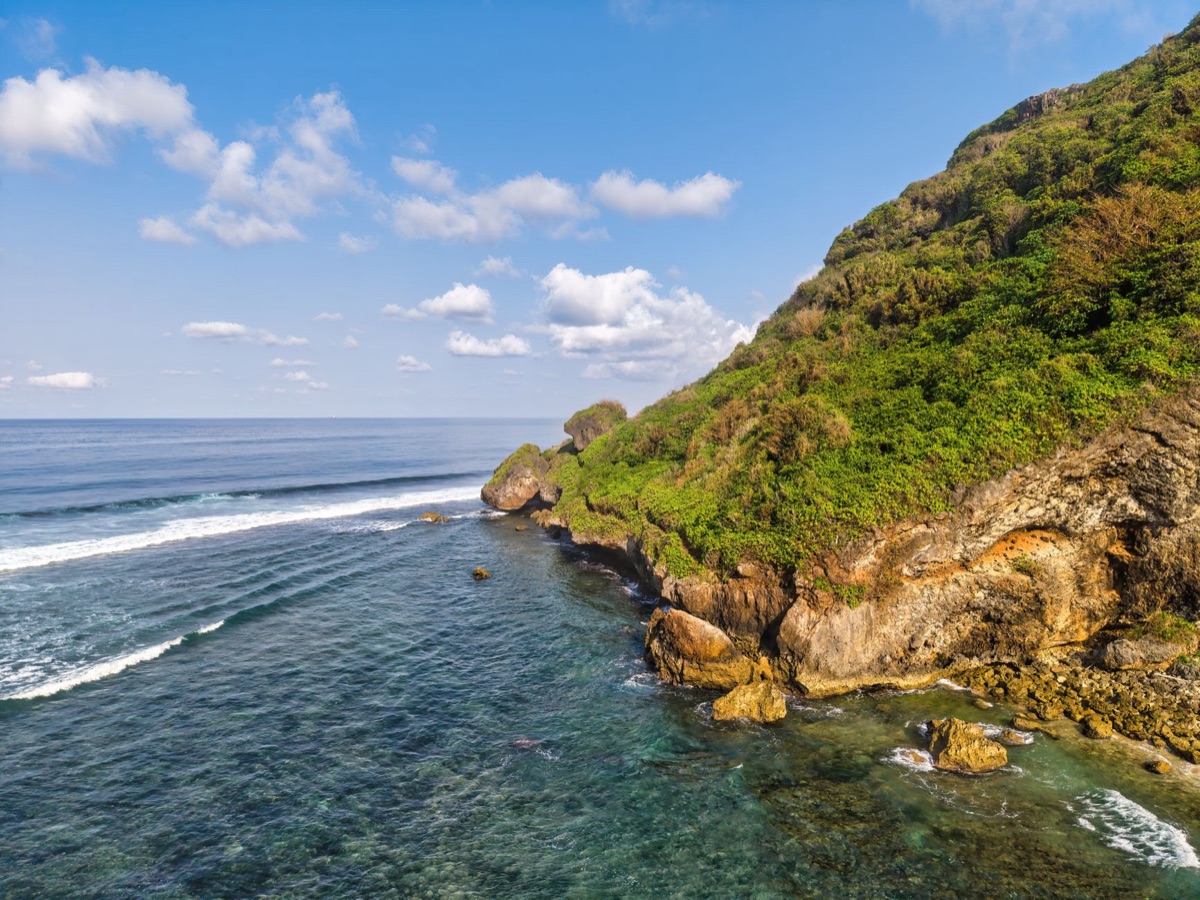 Coral mountain range in northern Guam